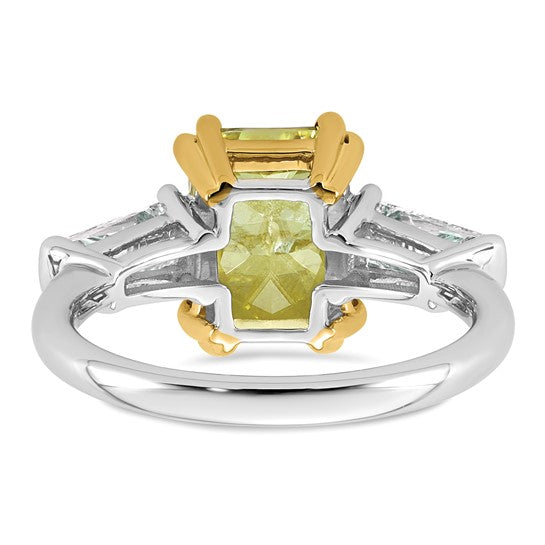 Radiant Vivid Yellow and Baguette Lab Grown Diamond Engagement Ring