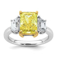 Load image into Gallery viewer, 4.5ct Radiant Vivid Yellow Emerald Cut and Trapezoid Certified Lab Grown Diamond Engagement Ring
