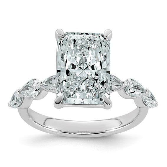 Radiant Cut with Pear Accents Certified Lab Grown Diamond Engagement Ring