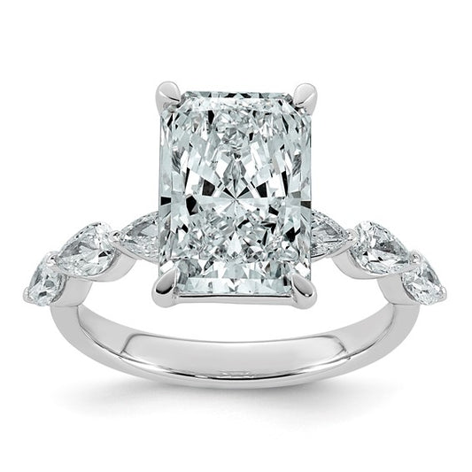 Radiant Cut with Pear Accents Certified Lab Grown Diamond Engagement Ring