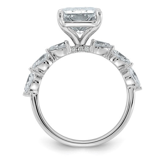 Radiant Cut with Pear Accents Certified Lab Grown Diamond Engagement Ring