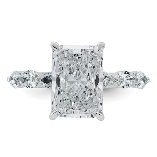 Radiant Cut with Pear Accents Certified Lab Grown Diamond Engagement Ring