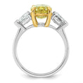 Load image into Gallery viewer, Vivid Yellow Oval Center and Trillion Cut Accents Lab Grown Diamond Engagement Ring
