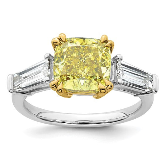 4.36ct TW Two Tone Certified Lab Grown Cushion Diamond Engagement