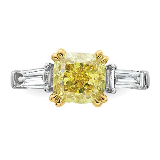 4.36ct TW Two Tone Certified Lab Grown Cushion Diamond Engagement