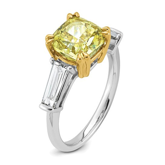 4.36ct TW Two Tone Certified Lab Grown Cushion Diamond Engagement