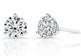 Load image into Gallery viewer, 14k white gold lab grown diamond round earrings with a 3 prong setting on a white background

