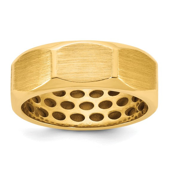 Men's Satin Octagonal 7mm 14k Ring