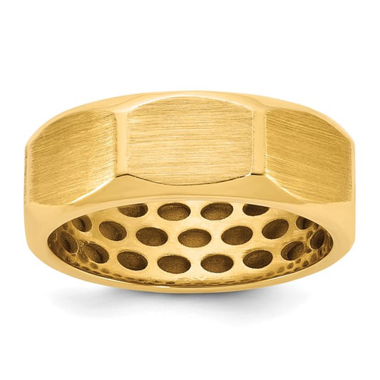 Men's Satin Octagonal 7mm 14k Yellow Gold Ring