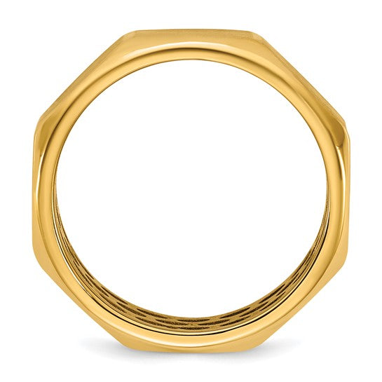 Men's Satin Octagonal 7mm 14k Ring