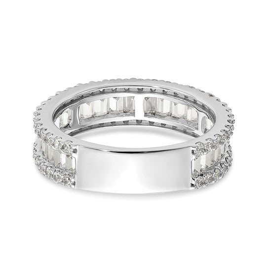 14k White Gold Baguette and Round Diamond Wedding Band