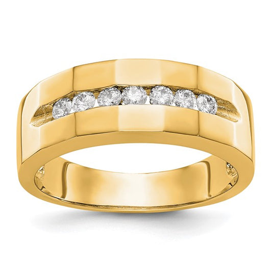14k Gold and Diamond Channel Wedding Band