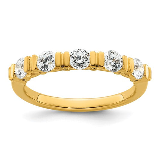 5 Stone Yellow Gold Diamond Tension Wedding Band