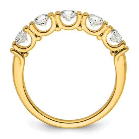 5 Stone Yellow Gold Diamond Tension Wedding Band