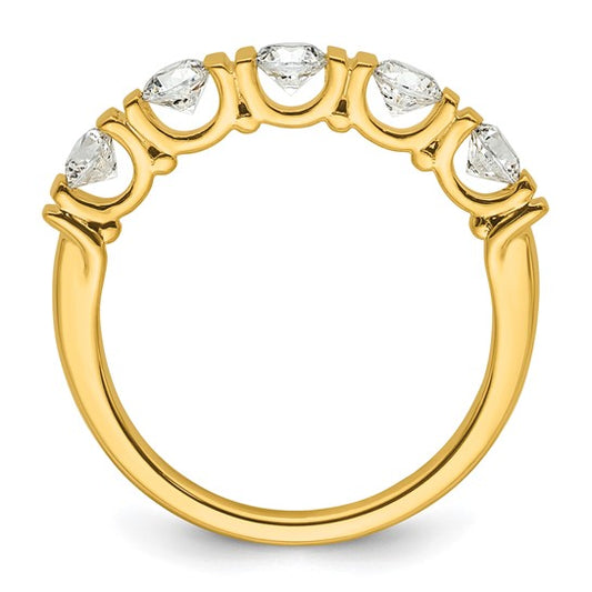 5 Stone Yellow Gold Diamond Tension Wedding Band