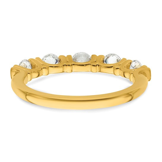 5 Stone Yellow Gold Diamond Tension Wedding Band